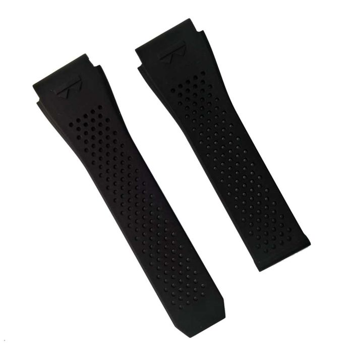 Black rubber watch strap band for TAG Heuer Connected E3 E4