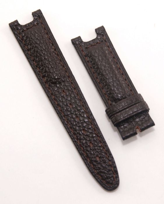 Dark Brown Buffalo Grain leather strap with brown stitching to fit