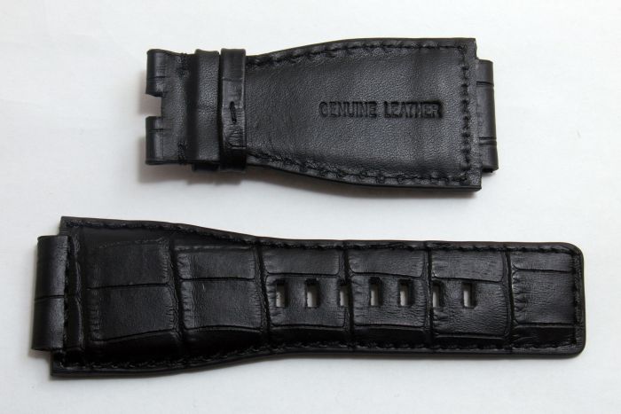 24 mm black genuine calf leather 