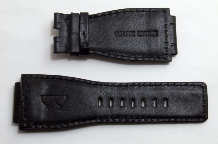 24 mm black genuine calf leather 