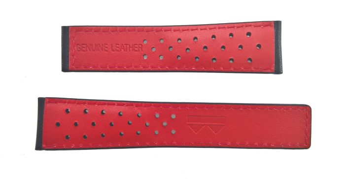 20/18 mm black sports perforated genuine leather deployment type strap with  red stitching to fit TAG Heuer Carrera models listed below - please read 