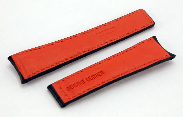 22/18 mm Black/red crocodile-style strap to fit TAG Heuer Grand Carrera 