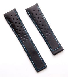 LEATHER BAND STRAP DEPLOYMENT 22MM FOR TAG HEUER MONACO BEIGE BLACK PERFORATED 